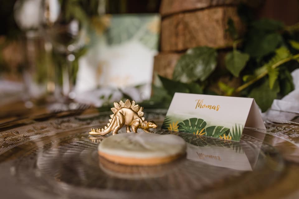 Folded place card with printed guest names