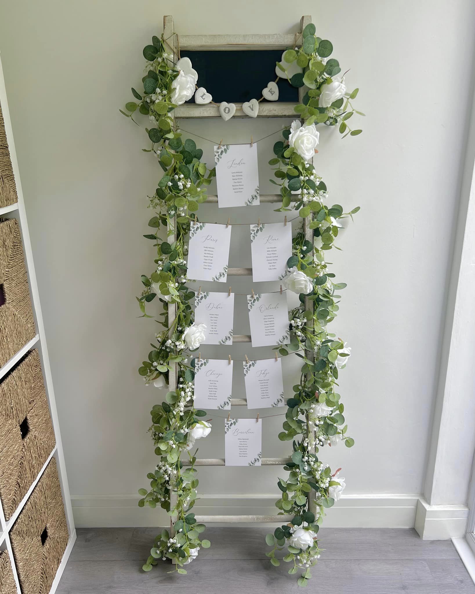 Rustic ladder table plan display