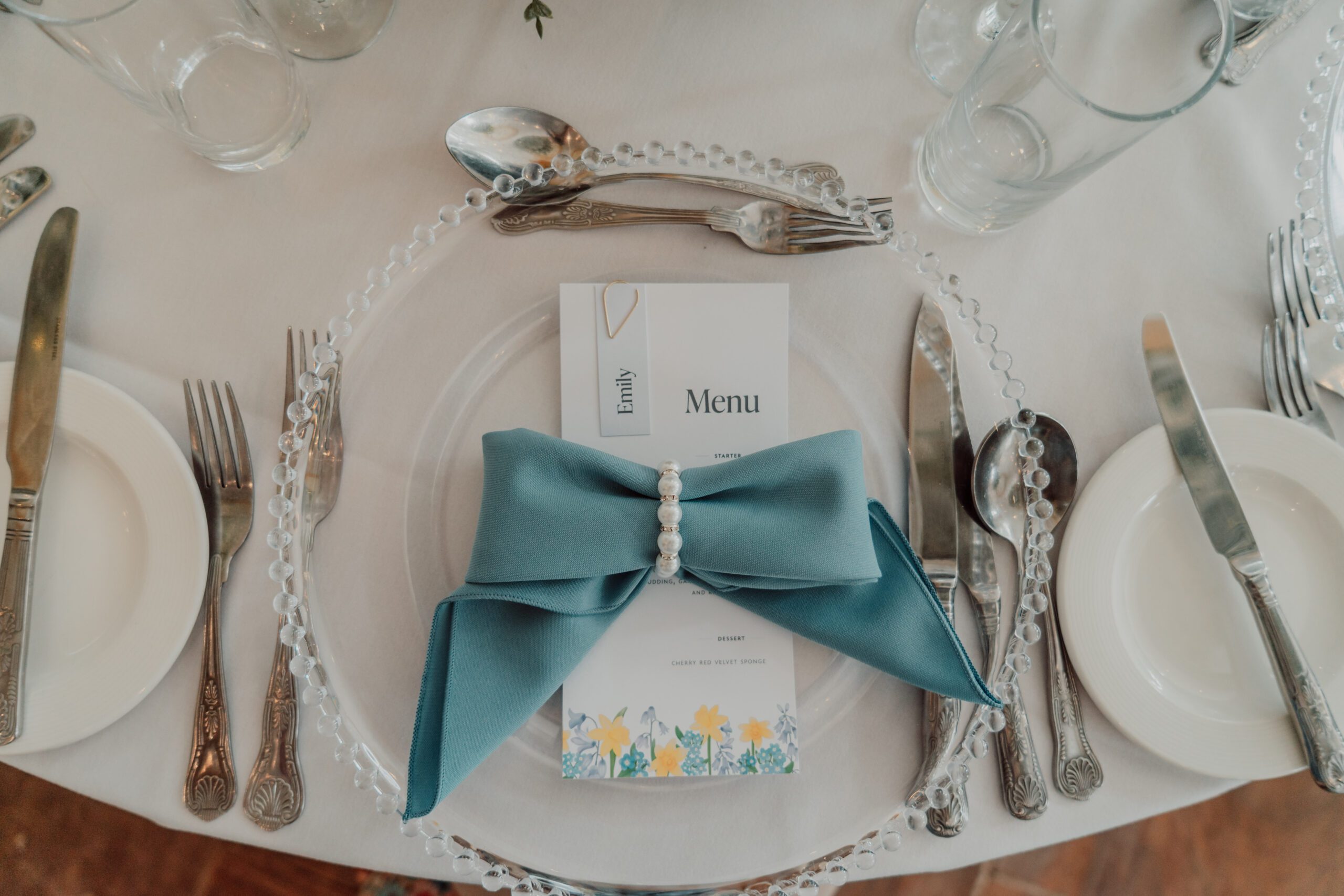 Spring floral personalised wedding menu