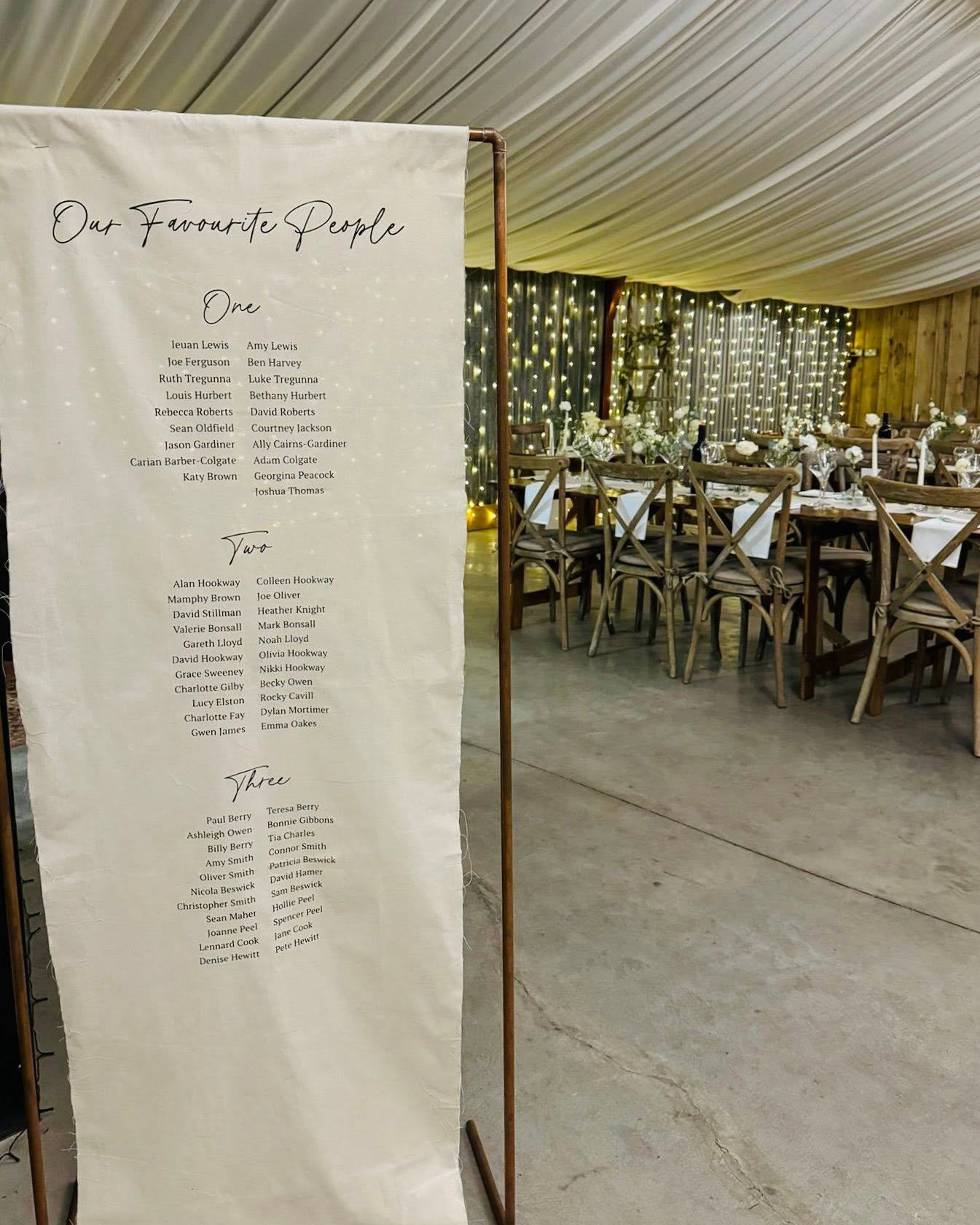 Fabric wedding table plan
