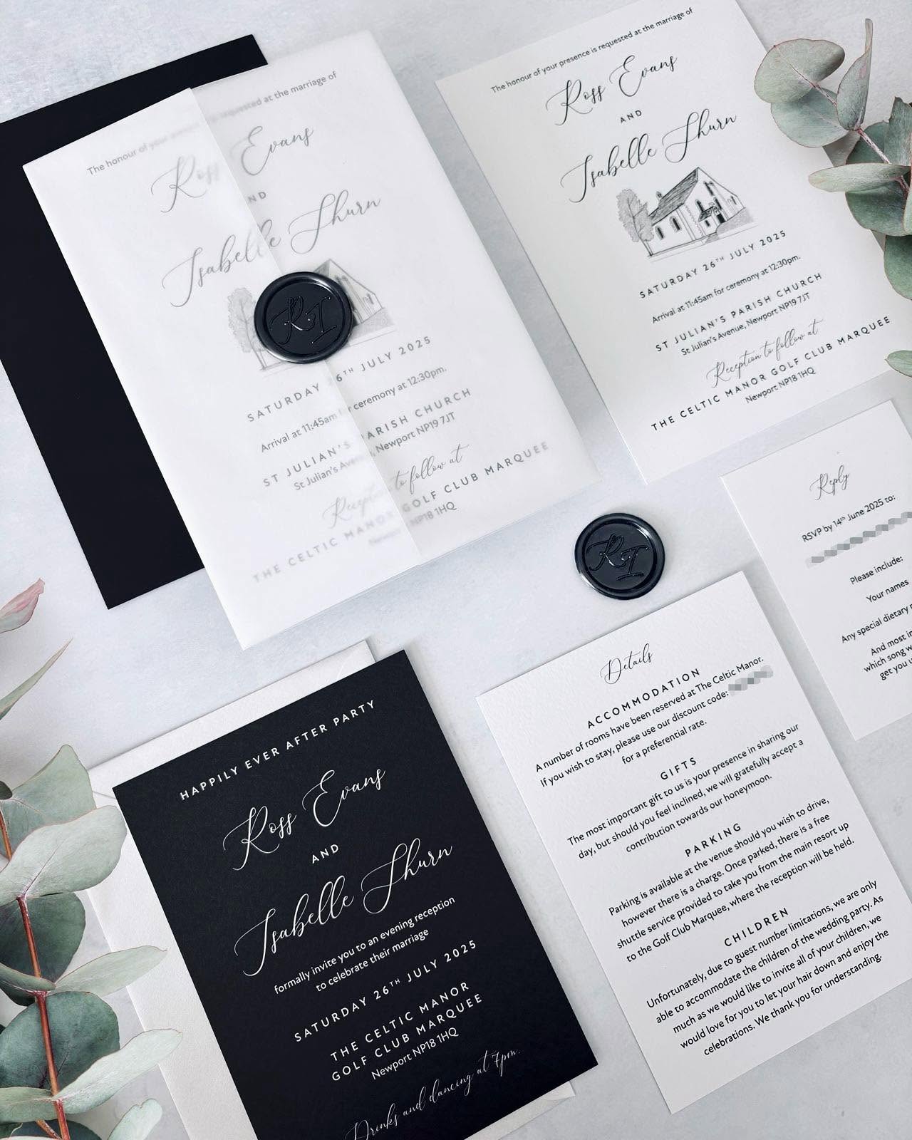 Monochrome wedding invitation bundle