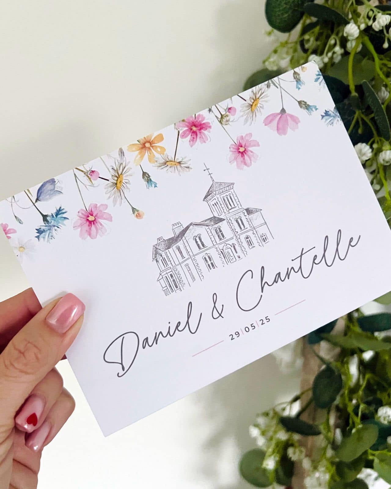 Pastel floral concertina folded wedding invitation