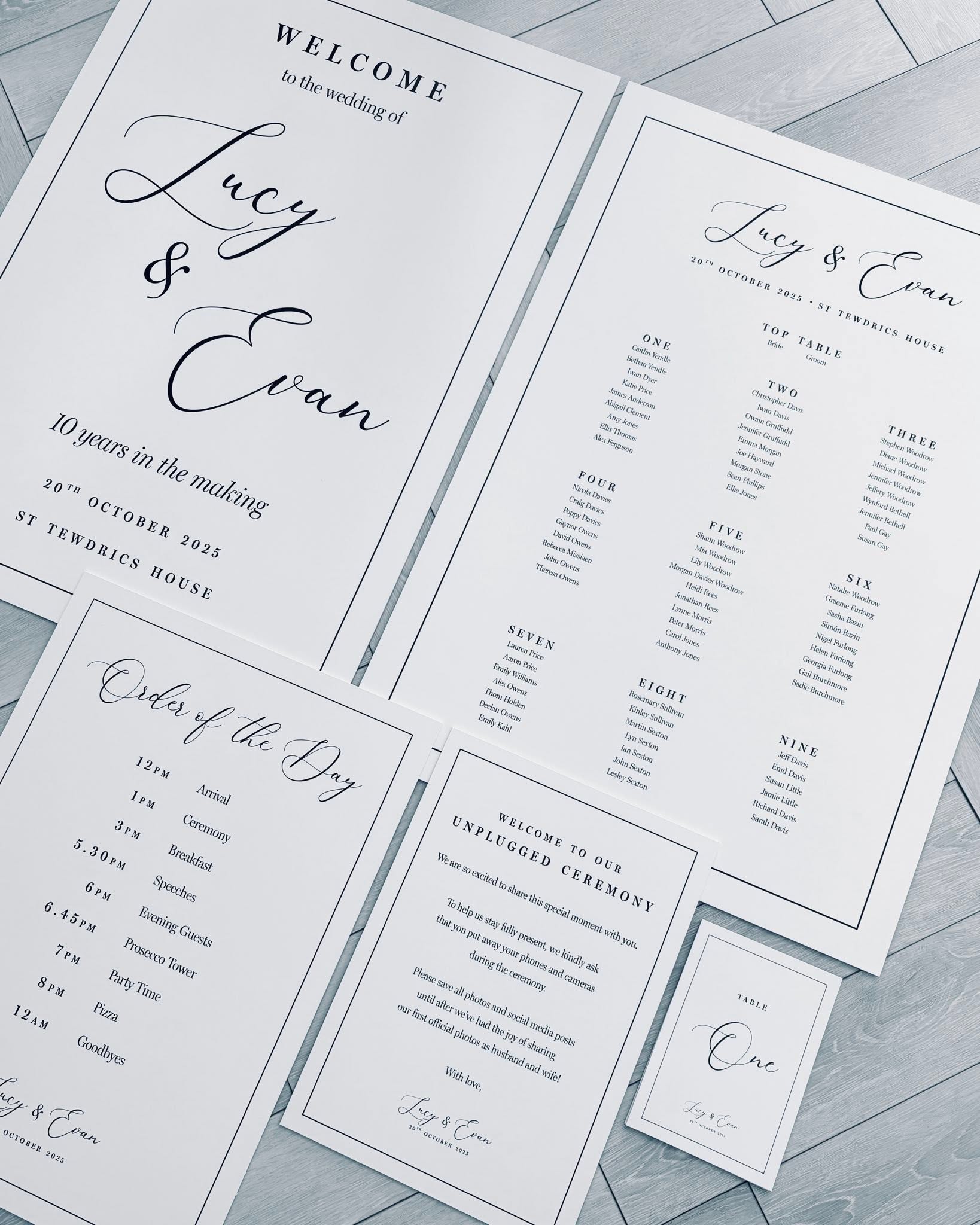 Monochrome wedding signs