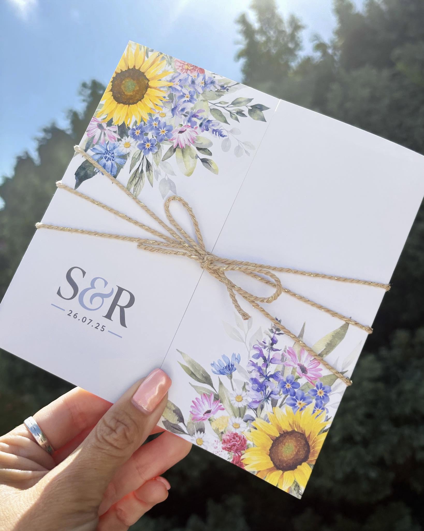 Bright floral gatefold wedding invitation