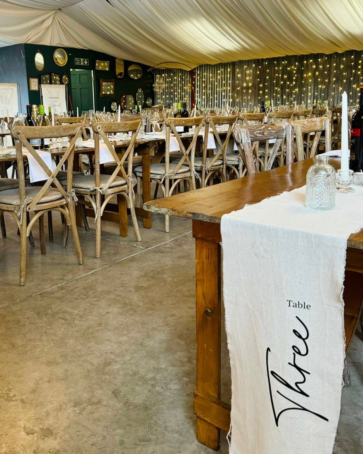 Fabric table runner with table numbers